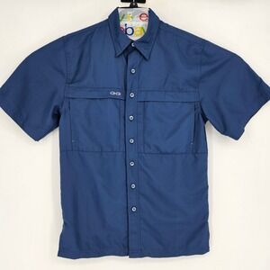 GameGuard 1023 Shirt Mens Small Vented Button Down Fishing Short Sleeve Blue